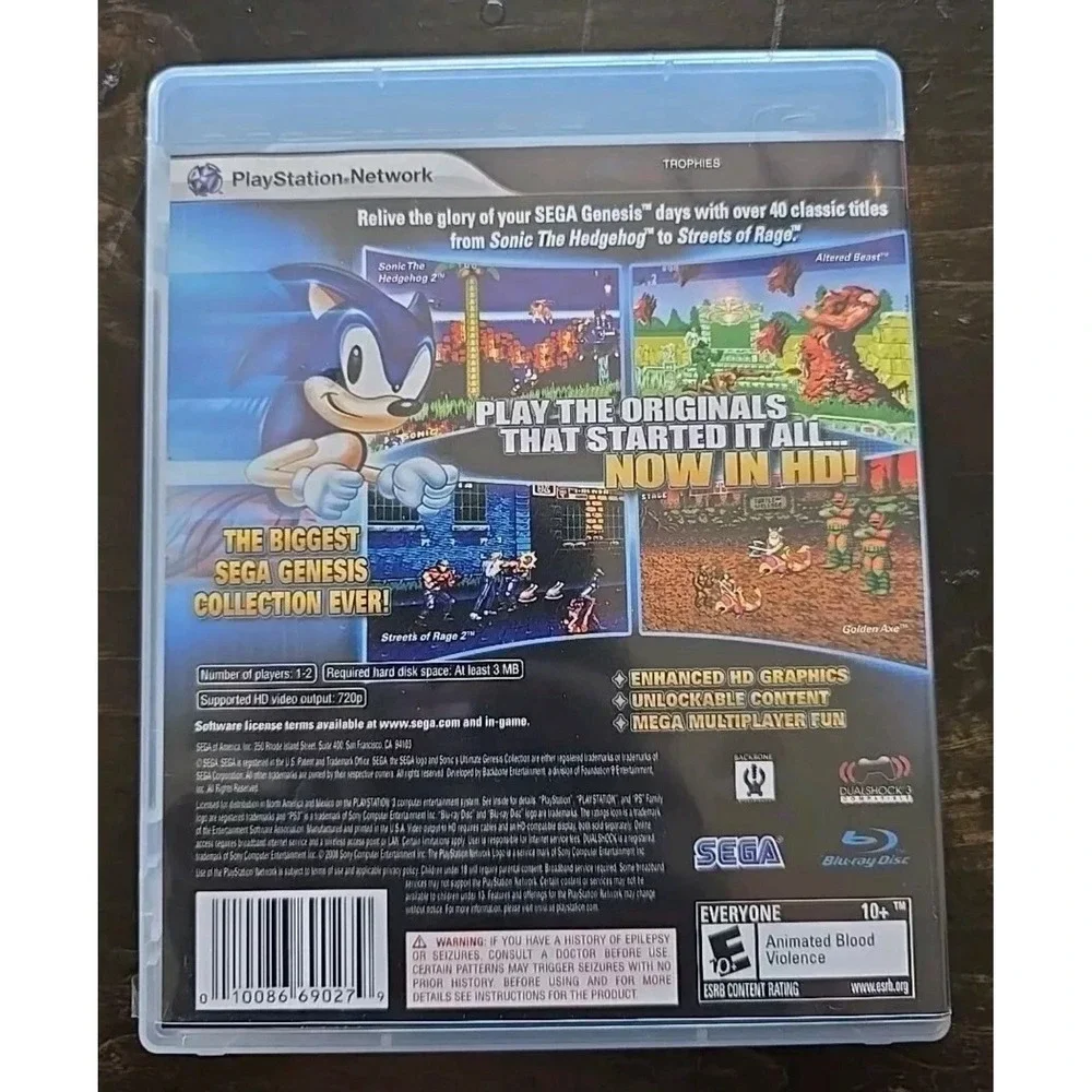 Sonics Ultimate Genesis Collection Sony PlayStation 3 PS3 Sega Video Game 2009